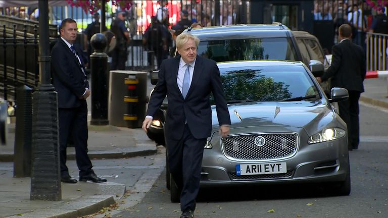 Boris Johnson arrives at 10 Downing Street