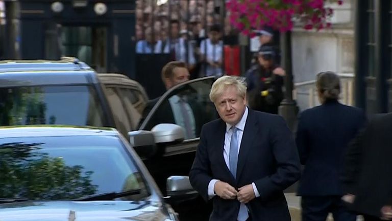 Boris Johnson arrives in Downing Street after visiting The Queen and becoming prime minister