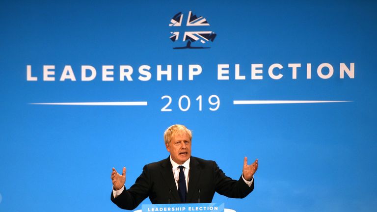 Conservative Party leadership candidate Boris Johnson during a Tory leadership hustings in London