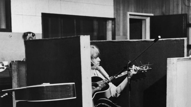 Brian Jones during the recording of the album 'Beggars Banquet' at Olympic Studios in Barnes, London, 1968