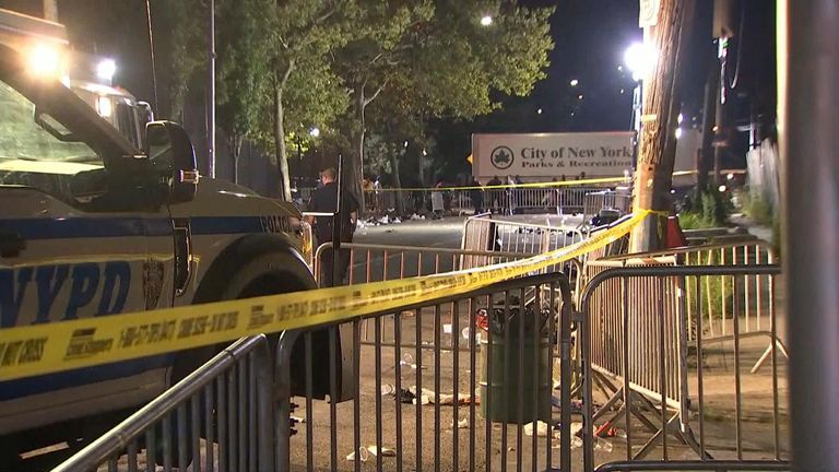 Twelve people have been shot and one person has died at an outdoor community event in the New York City borough of Brooklyn.