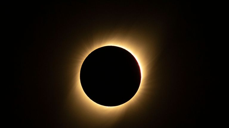 Solar eclipse as seen from the La Silla European Southern Observatory (ESO) in La Higuera, Coquimbo Region, Chile, on July 02, 2019