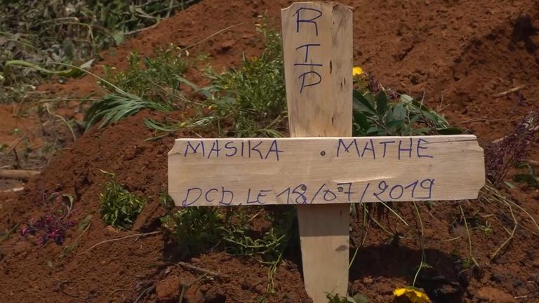 The grave of young girl Masika Mathe, who is feared to have contracted Ebola