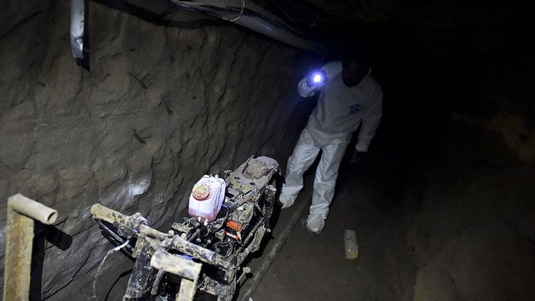 A motorbike on rails was found in the tunnel through which El Chapo escaped jail in 2015