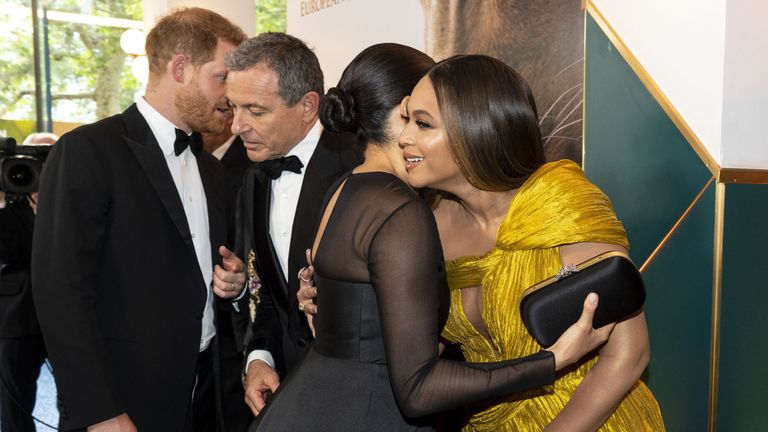 The Duke and Duchess of Sussex meet Beyonce and Jay-Z at the European Premiere of Disney&#39;s The Lion King