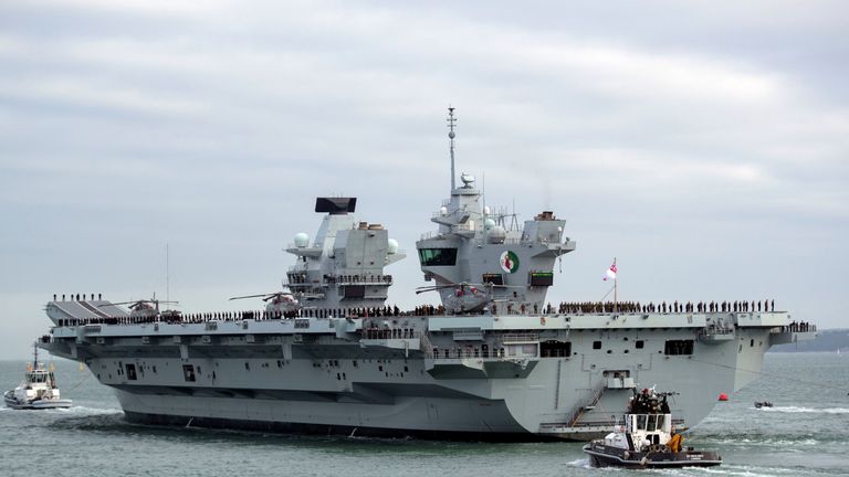 Hms Queen Elizabeth Returns To Port After Leak On Board Uk News Sky News