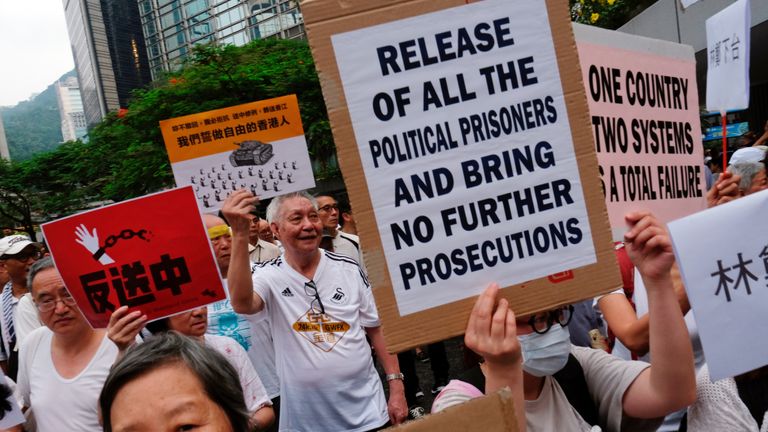 Around 2,000 elderly people marched in Hong Kong to protest against extradition bill