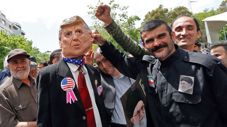 Anti-US protesters in the Iranian capital, Tehran