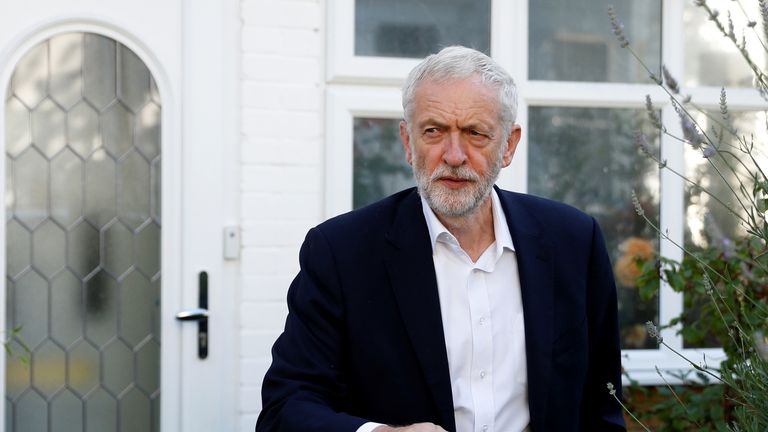 Jeremy Corbyn leaves his home in London