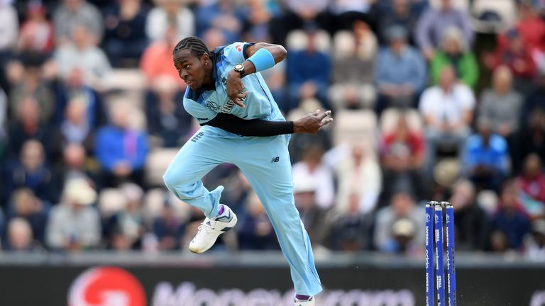 Jofra Archer in action earlier in the World Cup