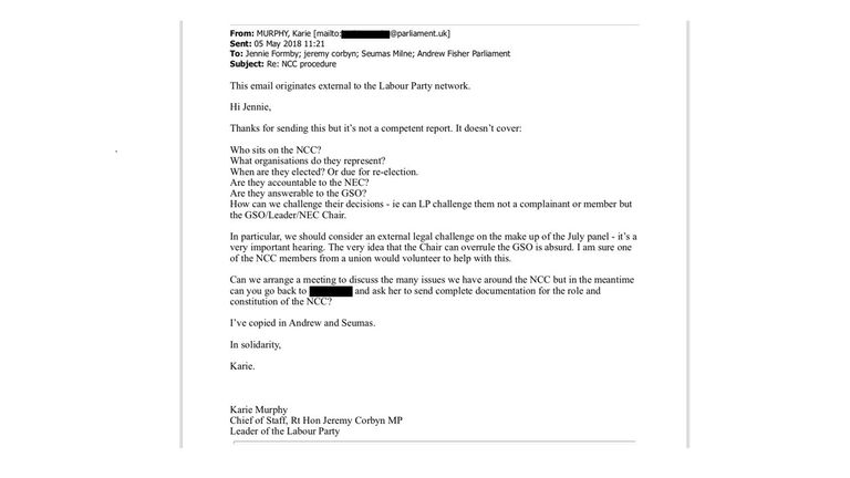 Labour Party emails leaked to Sky News