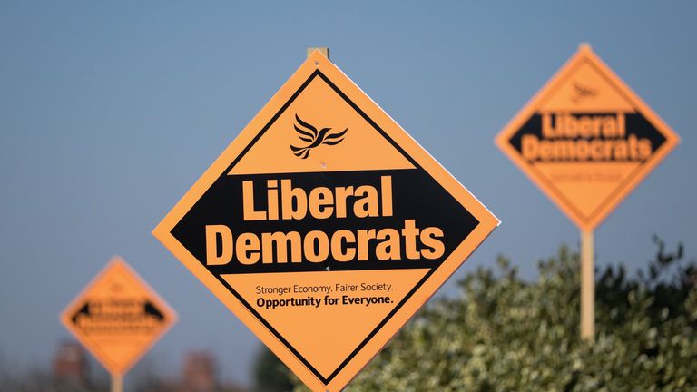 REDCAR, UNITED KINGDOM - APRIL 24:  Campaign signs showing support for the Liberal Democrat candidate Josh Mason are seen outside homes on April 24, 2015 in Redcar, England. The Liberal Democrats currently hold the seat after taking control from Labour in the last election. Labour have mounted a strong campaign to try and win the seat back ahead of the General Election which takes place on May 7.  (Photo by Ian Forsyth/Getty Images)