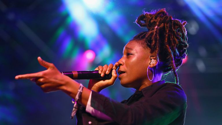 Little Simz performs at Gobi Tent during the 2019 Coachella Valley Music And Arts Festival on April 13, 2019 in Indio, California.