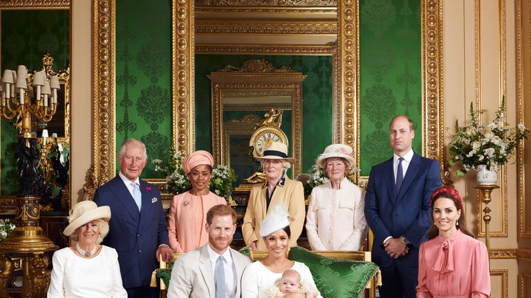The Royal family with baby Archie following his christening
