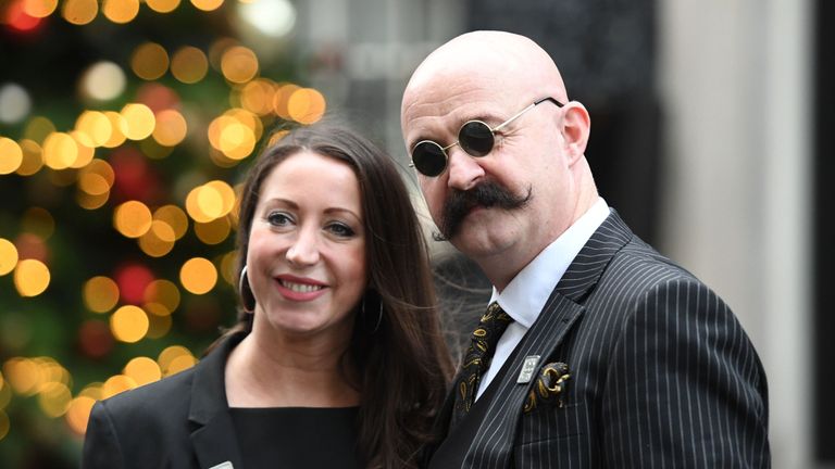 Ms Williamson with a Charles Bronson lookalike outside 10 Downing Street in December 2017