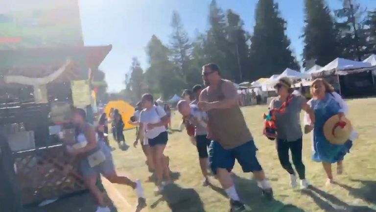 People run away after shooting at Gilroy Garlic Festival. Pic: @wavyia