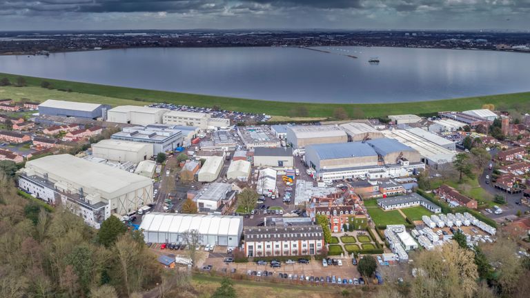 An aerial view of Shepperton Studios in Surrey