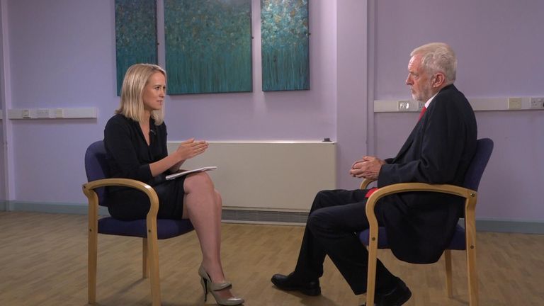 Sophy Ridge and Jeremy Corbyn 