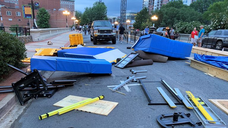 The SUV smashed into the barriers at a pole-vaulting event. Pic: Greenville Police Department