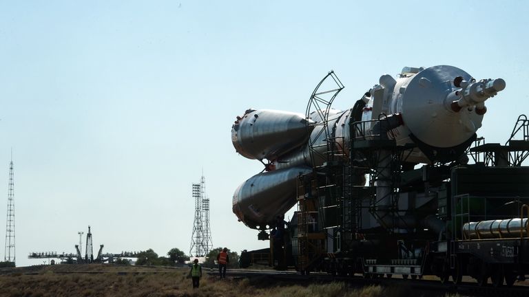 The rocket, in Baikonur, Kazakhstan