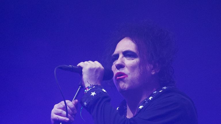 Robert Smith of The Cure performing on the Pyramid Stage on the fifth day of the Glastonbury Festival at Worthy Farm in Somerset. PRESS ASSOCIATION Photo. Picture date: Sunday June 30, 2019. See PA story SHOWBIZ Glastonbury. Photo credit should read: Aaron Chown/PA Wire