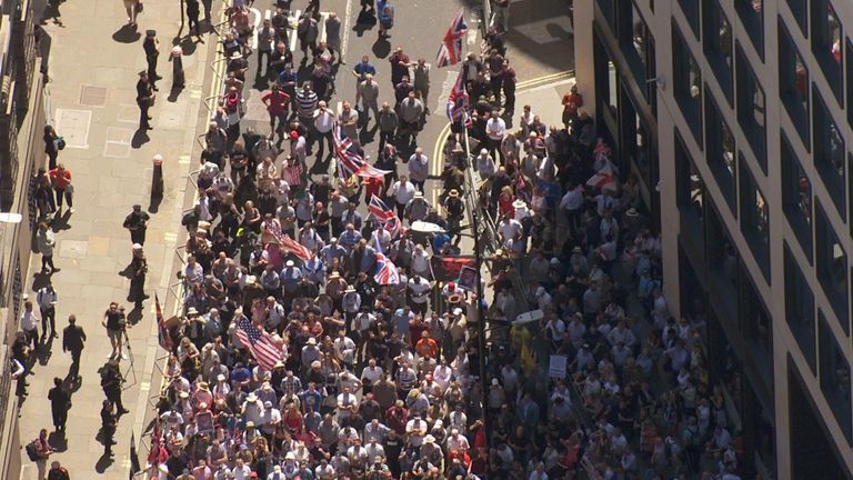 Tommy Robinson supporters outside the Old Bailey