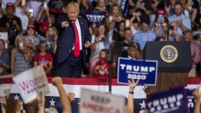 President Trump at a rally in North Carolina