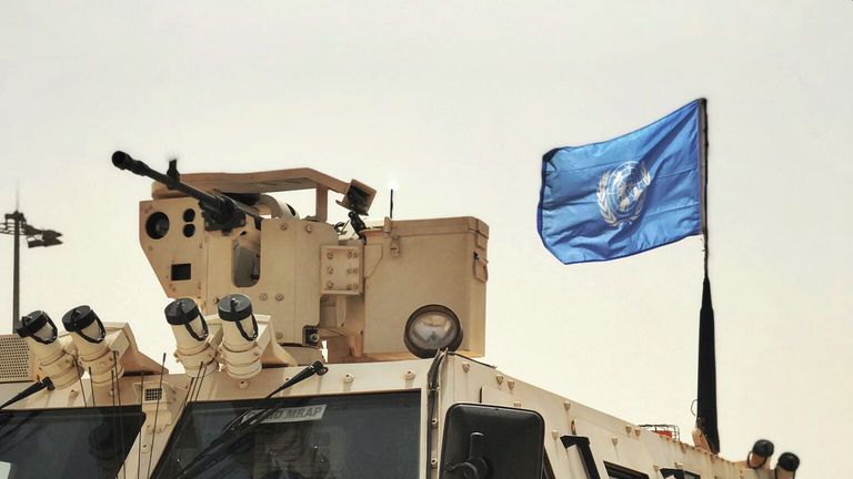 A UN armoured vehicle 