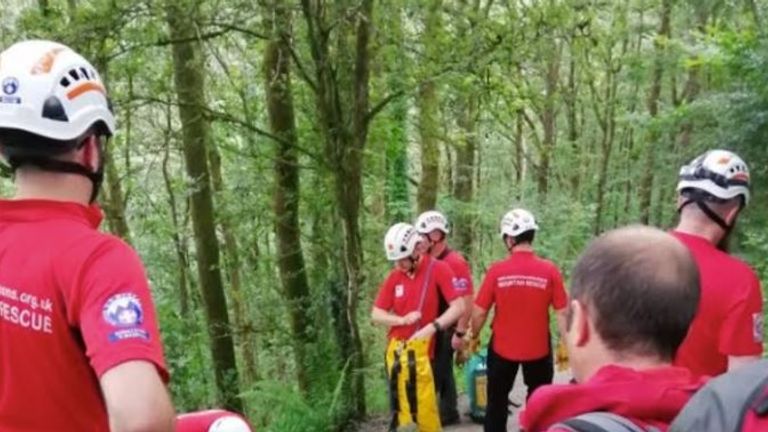 Rescuers said the boy&#39;s leg injury was &#39;very severe&#39;. Pic:  Western Beacons Mountain Rescue Team