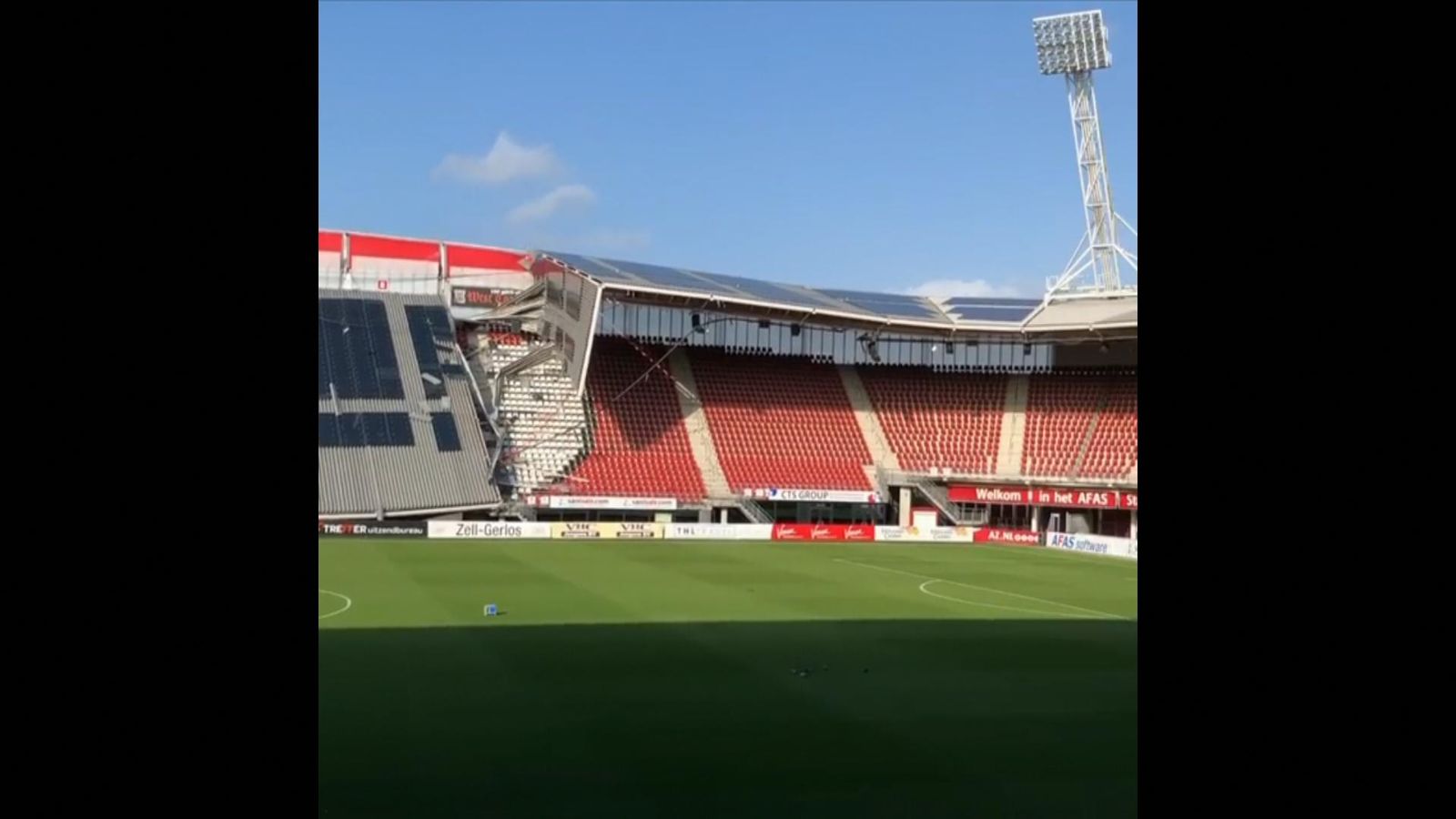 Roof Partially Collapses At Dutch Football Stadium During High Winds