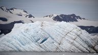 An iceberg on the west coast of the Spitsbergen island, in the archipelago of Svalbard, where sicentists discovered microplastics in snow