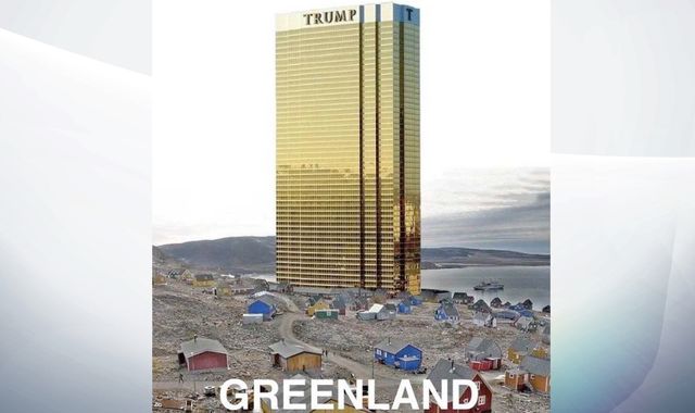 Donald Trump tweets picture of Trump Tower looming over Greenland