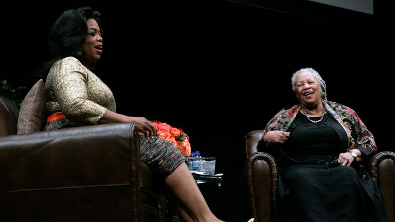 CHICAGO -  OCTOBER 20:  Nobel and Pulitzer Prize winning author Toni Morrison (R) shares a laugh with talk show queen Oprah Winfrey during the annual Carl Sandburg Literary Awards Dinner October 20, 2010, in Chicago, Illinois. The Carl Sandburg Literary Award is presented each year to an author whose significant body of work has enhanced the public's awareness of the written word. Photo by Frank Polich/Getty Images)