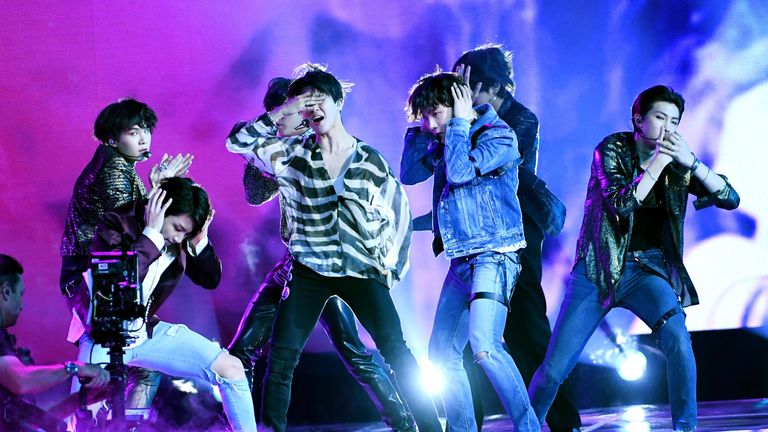 LAS VEGAS, NV - MAY 20:  Music group BTS performs onstage during the 2018 Billboard Music Awards at MGM Grand Garden Arena on May 20, 2018 in Las Vegas, Nevada.  (Photo by Kevin Winter/Getty Images)