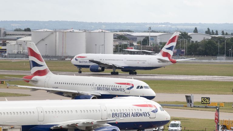 File photo dated 21/07/17 of British Airways aircraft at London's Heathrow airport, as the company has failed in a High Court bid to temporarily block pilots from taking strike action in a dispute over pay.