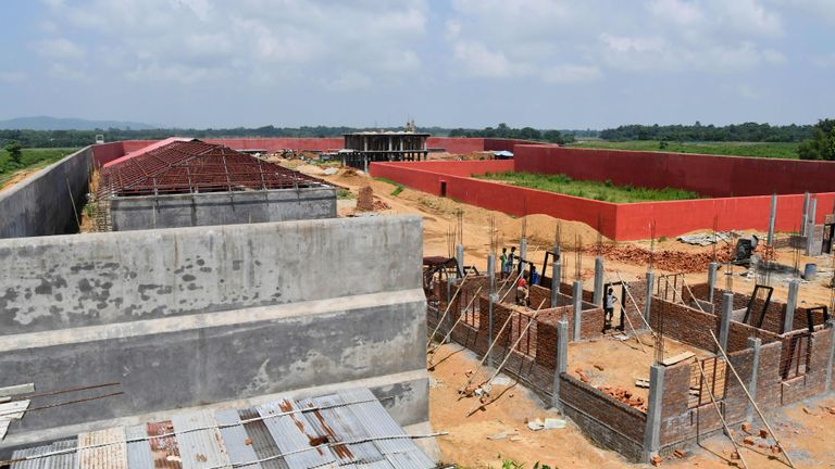 This photo taken on August 29, 2019, shows an under-construction detention centre for people who are not included in a "citizens register" in Kadamtola Gopalpur village, in Goalpara district, some 170km from Guwahati, the capital city of Indias northeastern state of Assam. - Security was tightened in the Indian state of Assam on August 30 before the release of a "citizens register" expected to leave millions deemed as "foreign infiltrators" facing detention camps and even deportation. (Photo by Biju BORO / AFP)        (Photo credit should read BIJU BORO/AFP/Getty Images)