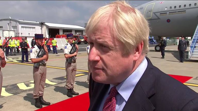 Boris Johnson arrives in France for the G7 Summit.