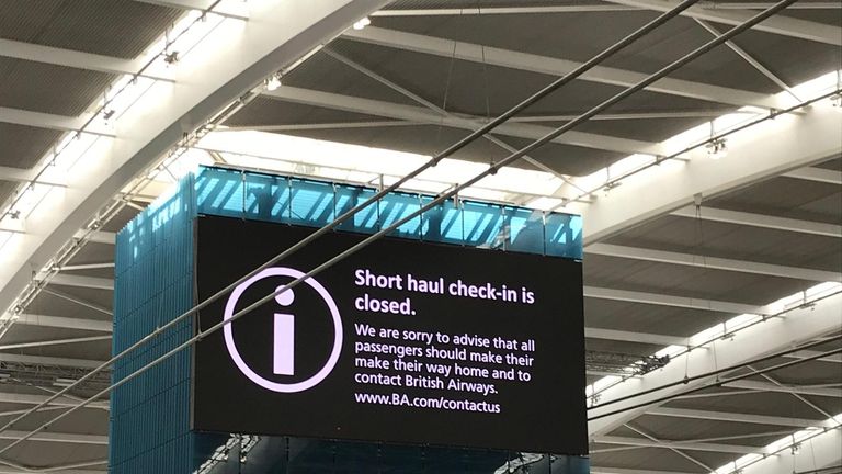 Passengers were advised to go home at Terminal 5 at Heathrow