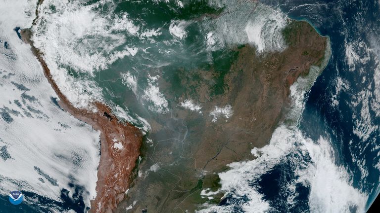 Fires burning in the Amazon rainforest can be seen from space