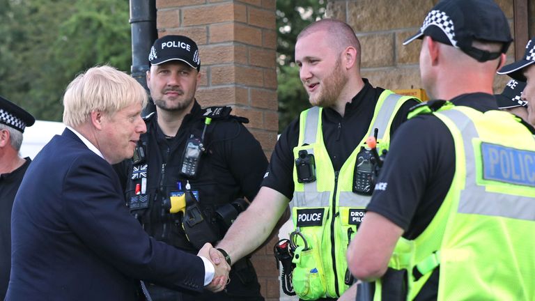 Boris Johnson meets police at Whaley Bridge Football Club