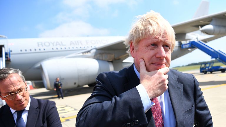 Boris Johnson arrives in Biarritz, France