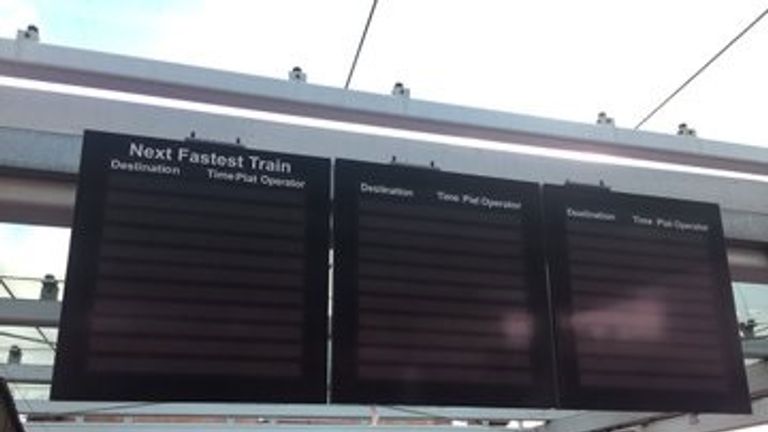 The station boards at Clapham Junction