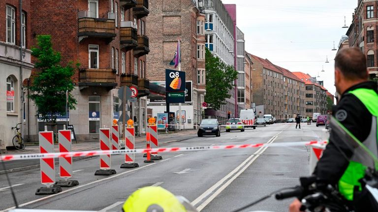 Police cordoned off an area on Tagensvej in Copenhagen after the explosion