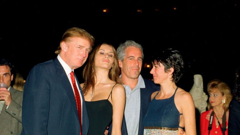Donald and Melania Trump with Epstein and Ghislaine Maxwell in Florida in 2000