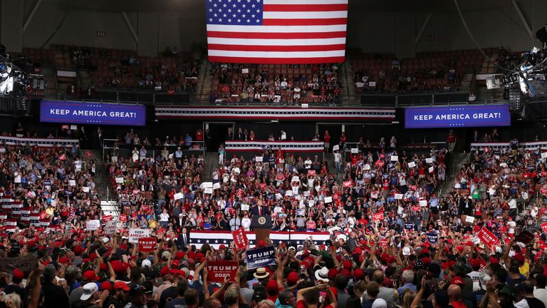 Mr Trump is still pulling in the crowds despite recent controversies