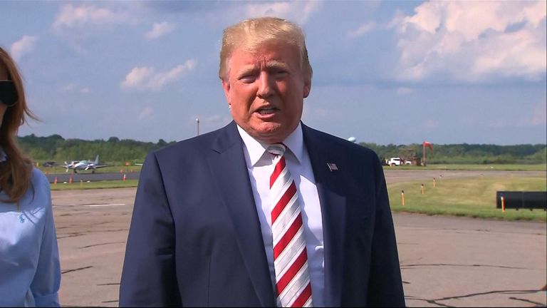 US President Donald Trump has said &#34;hate has no place in our country&#34; after two mass shootings killed 29 people in Texas and Ohio over the weekend.