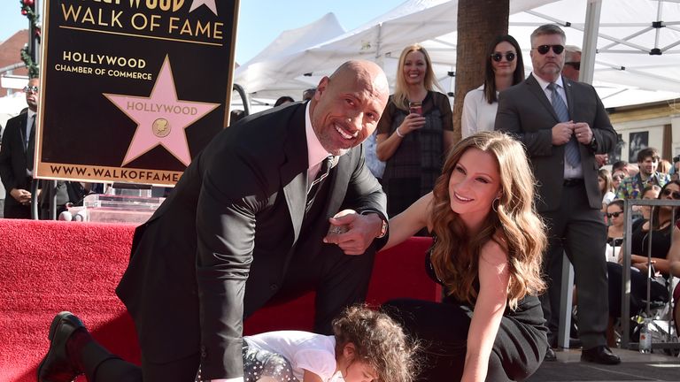 Dwayne The Rock Johnson, Lauren Hashian and daughter Jasmine Johnson as actor gets 2,624th star on the Hollywood Walk of Fame