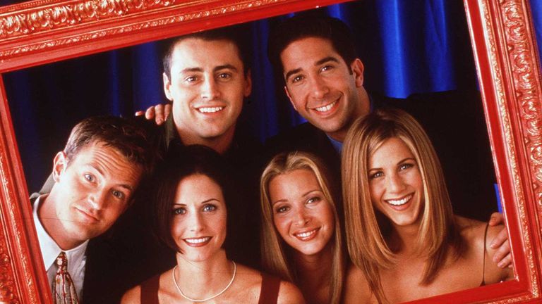 The cast of Friends, clockwise from top left: Matt LeBlanc (Joey), David Schwimmer (Ross), Jennifer Aniston (Rachel), Lisa Kudrow (Phoebe), Courteney Cox (Monica), Matthew Perry (Chandler)