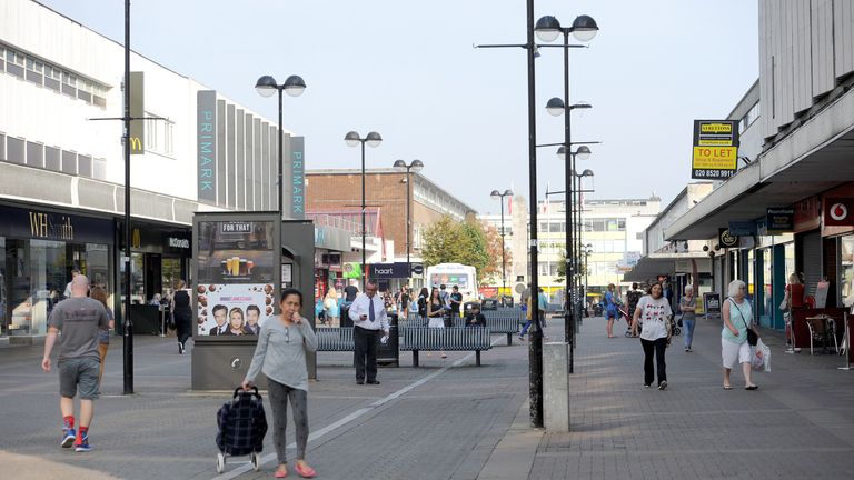 General view of Broad Walk, Harlow, Essex