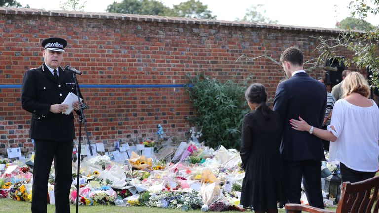 A minute&#39;s silence takes place for PC Andrew Harper at the Thames Valley Police Training Centre 